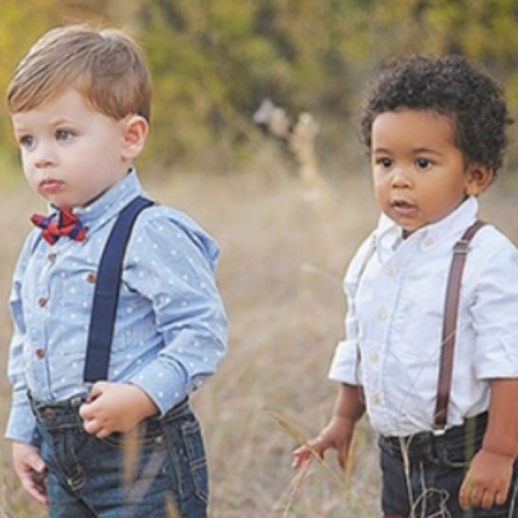 BEIGE BOYS SUSPENDER & BOW TIE SET - *New* - Picture 3 of 4